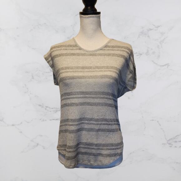 INC Glow Shady Gray International Concepts Metallic Top NWT Medium - Picture 2 of 6